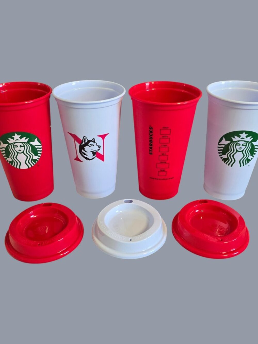 Starbucks x Northeastern University Huskies Reusable 16 oz 4 Cups & 3 Lids